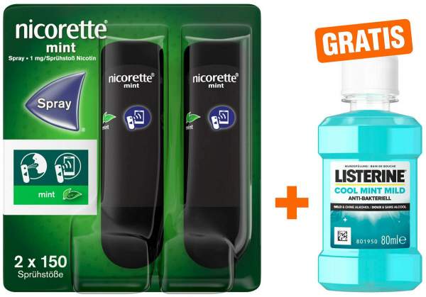 Nicorette Mint Spray 1 mg 2 Stück + gratis Listerine Cool Mint 80 ml
