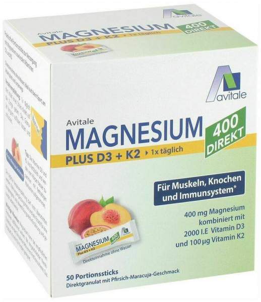 Magnesium 400 direkt Plus D3 + K2 50 Portionssticks