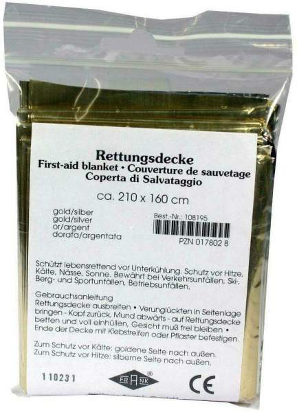 Rettungsdecke Kfz Gold,silber 160x210 cm