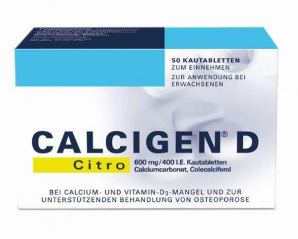 Calcigen D Citro 600 mg und 400 I.E. 50 Kautabletten
