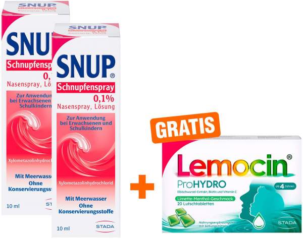 Snup Schnupfensp.0.1% 2 x Dosiersparay 15 ml + gratis Lemocin ProHydro 20 Lutschtabletten