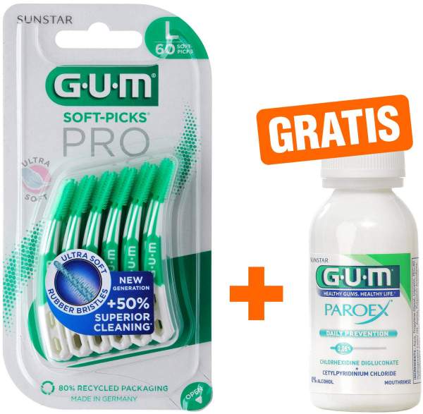 Gum Soft-Picks Pro large 60 Stück + gratis Paroex 0,06 CHX Mundspülung 30 ml