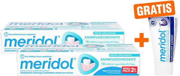 Meridol Zahnpasta Doppelpack 2x75g + gratis Meridol Paradont Expert Zahnpasta 20 ml