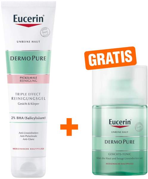 Eucerin DermoPure Triple Effect Reinigungsgel 150 ml + gratis Eucerin DermoPure Gesichts-Tonic 100 ml