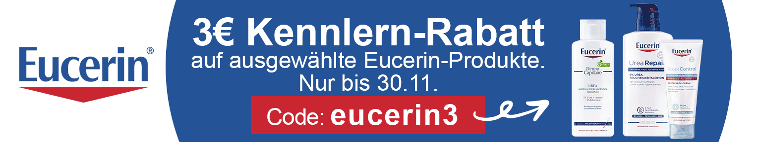 Nur bis 30.11.: 3€ Rabatt auf ausgewählte Eucerin-Produkte sichern!