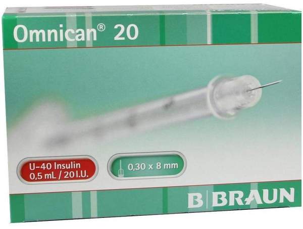 Omnican 20 0,5 ml Insulin Spritzen Mit Kanüle 0,30 X 8mm 100...