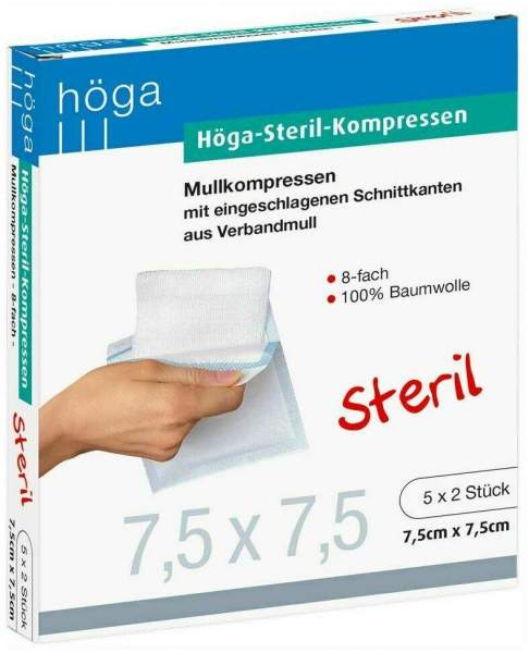 Höga Steril 5 X 2 Kompressen 7,5 X 7,5 cm 8fach