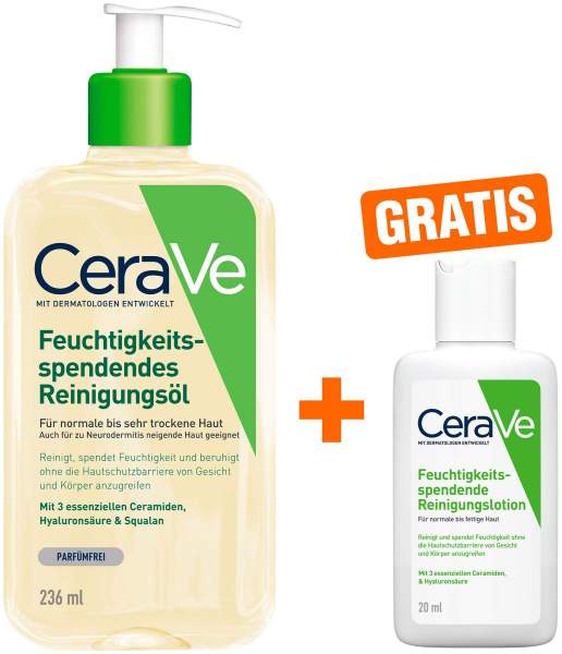 CeraVe Reinigungsöl 236 ml + gratis CeraVe feuchtigkeitsspendende Reinigungslotion 20 ml