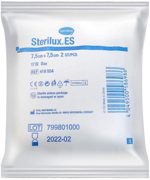 Sterilux ES Kompressen 7,5 x 7,5 cm steril 2 Stück 8-lagig