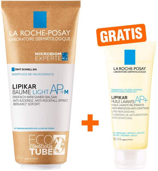 La Roche Posay Lipikar Baume light AP + M 200 ml Lotion + gratis La Roche Posay Lipikar Dusch-und Badeöl AP+ 100 ml