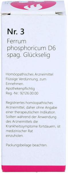 Nr.3 Ferrum Phosphoricum D 6 Spag.Glückselig Tropfen 50 ml