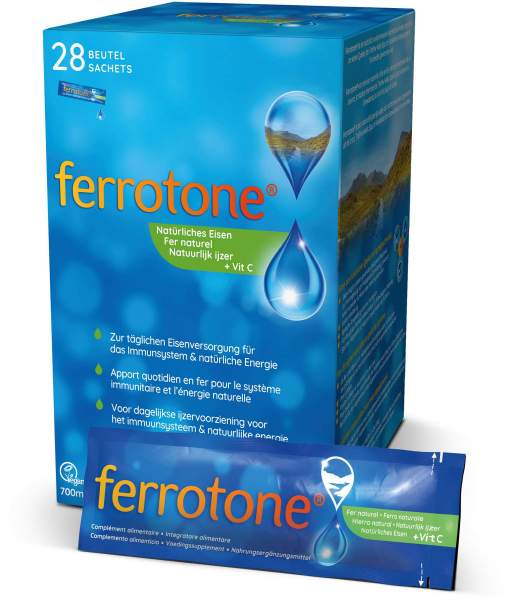 Ferrotone Natürliches Eisen plus Vitamin C Apfel 28 x 25 ml Beutel