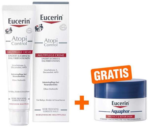 Eucerin AtopiControl Akut Creme + gratis Aquaphor Repair-Salbe 7 ml