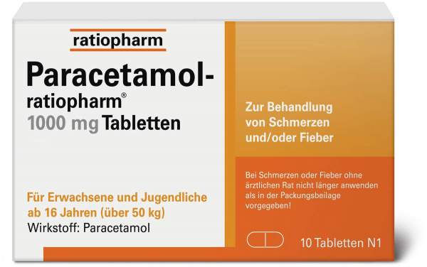 Paracetamol-ratiopharm 1000 mg 10 Tabletten