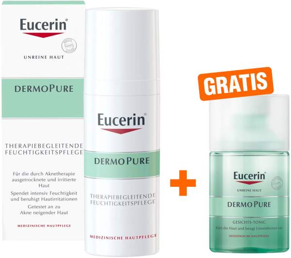 Eucerin DermoPure therapiebegleitende Feuchtigkeitscreme + gratis Eucerin DermoPure Gesichts-Tonic 100 ml