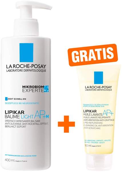 La Roche Posay Lipikar Baume light AP + M 400 ml Lotion + gratis La Roche Posay Lipikar Dusch-und Badeöl AP+ 100 ml