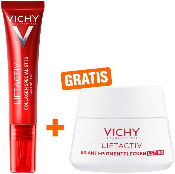 Vichy Liftactiv Collagen Specialist Augenpflege 15 ml + gratis Vichy Liftactiv B3 Anti-Pigfmentflecken LSF 50 15 ml