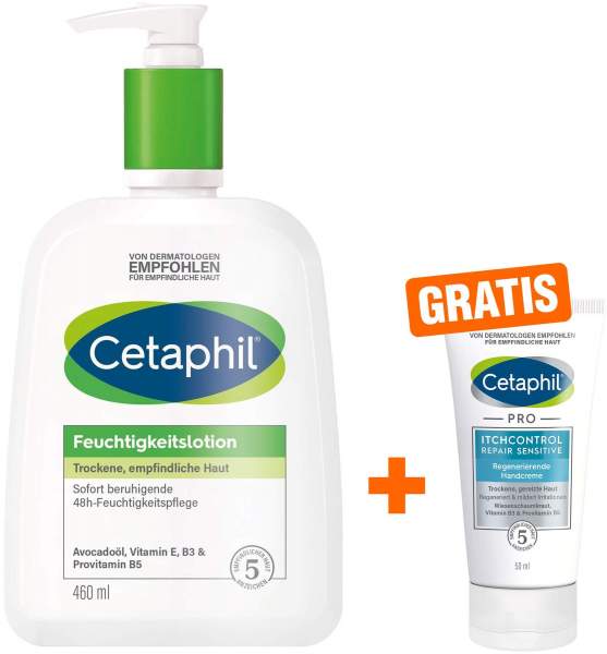 Cetaphil Lotion 460 ml + gratis Pro Itch Control Repair Sensitive Regenerierende Handcreme 50 ml