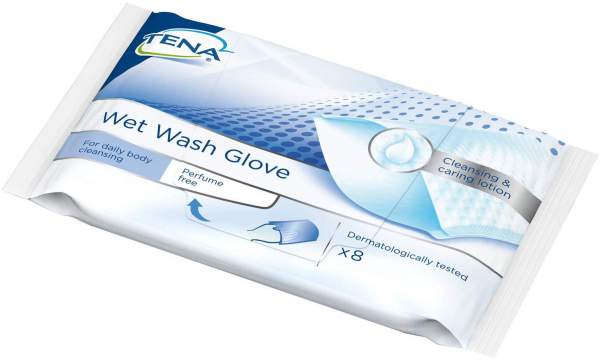 Tena wet Wash Glove parfümfrei 15 x 23 cm blau 8 Stk