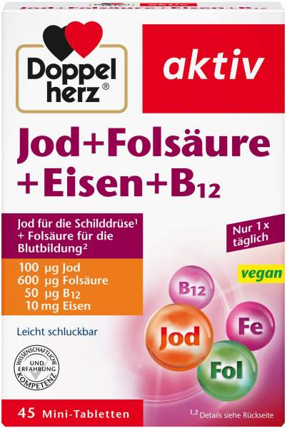 Doppelherz Aktiv Jod + Folsäure + Eisen + B12 45 Mini-Tabletten
