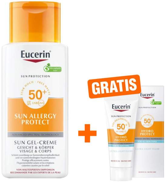 Eucerin Sun Allergy Protect Sun LSF 50+ 150 ml Gel-Creme + gratis Hydro Protect Fluid LSF 50+ 5 ml