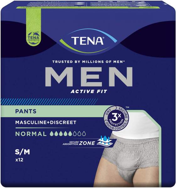Tena Men Active Fit Pants Normal Grau Größe S-M 12 Stk.