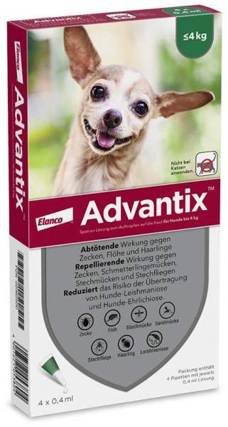Advantix Spot-On Hund bis 4 kg 4 x 0,4 ml Lösung