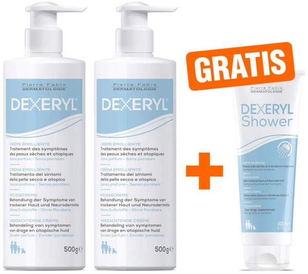 Dexeryl Creme 2 x 500 g + gratis Dexeryl Shower Duschcreme 200 ml