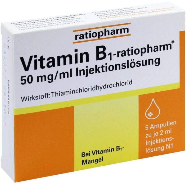 Vitamin B1 Ratiopharm 50mg Pro ml Inj.Lösung. 5 X 2 ml Ampullen