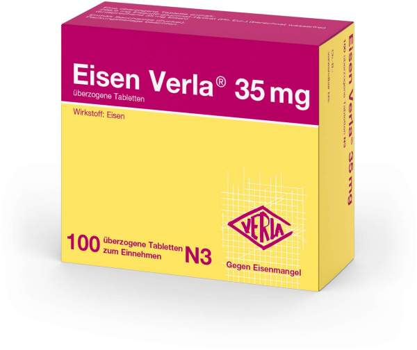 Eisen Verla 35 mg 100 überzogene Tabletten