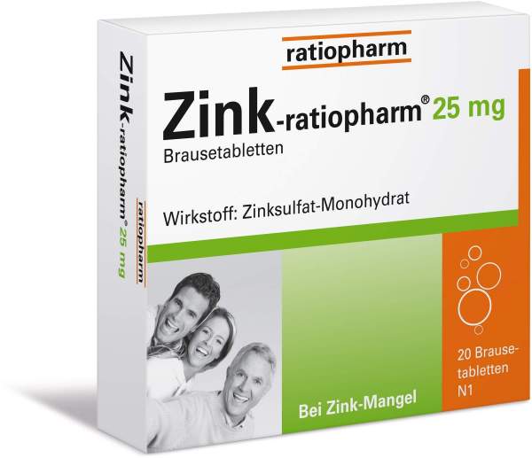 Zink-ratiopharm 25 mg 20 Brausetabletten
