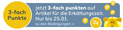 Nur bis zum 25.01.: 3-fache Bonuspunkte auf ausgewählte Erkältungs- & Immunprodukte sichern!