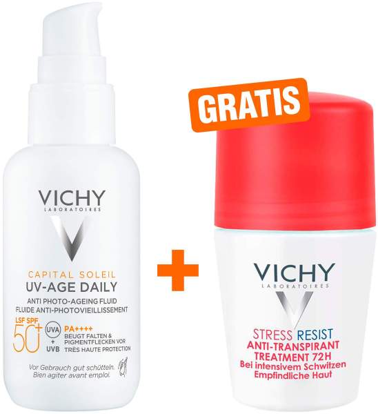 Vichy Capital Soleil UV Age Daily LSF 50+ 40 ml + gratis Vichy Deo Stress Resist 72h 50 ml