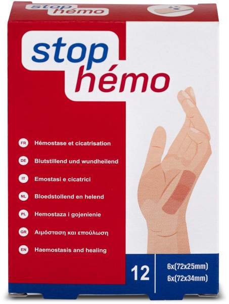 Stop Hemo blutstillendes Pflaster 2 Größen 12 Stück