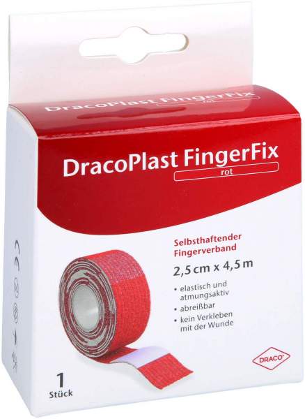 Dracoplast FingerFix 2,5 cm x 4,5 m mit Wundk. rot 1 Stück