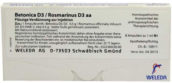 Weleda Betonica D3-Rosmarin D3 aa 8 x 1 ml Ampullen