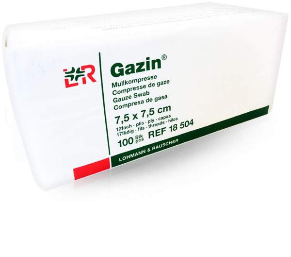 Gazin Mullkompresse 7,5 X 7,5 cm Unsteril 12fach 100 Kompressen
