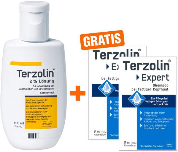 Terzolin 2% Lösung 100 ml + gratis Expert Shampoo bei fettiger Kopfhaut 2 x 15 ml