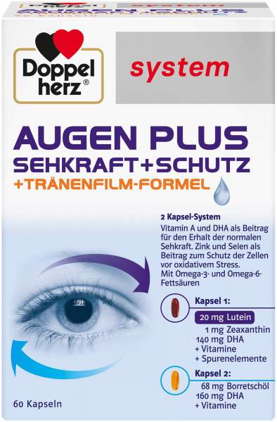 Doppelherz system Augen plus Sehkraft + Schutz + Tränenfilm-Formel 60 Kapseln