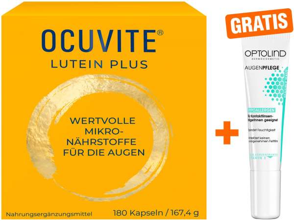 Ocuvite Lutein Plus 180 Kapseln + gratis Optolind Empflindl. Haut Augenpflege 15 ml