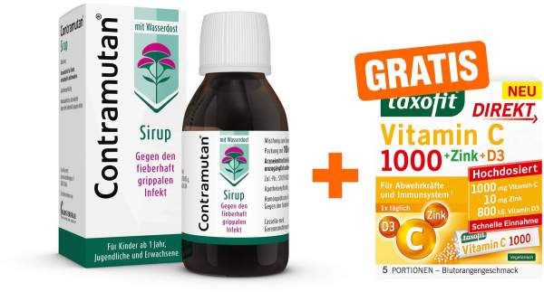 Contramutan Sirup 250 ml + gratis Taxofit Vitamin C 1000 direkt Granulat 5 Beutel