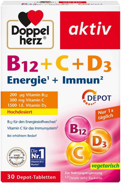 Doppelherz Aktiv B12 + C + D3 Depot 30 Tabletten