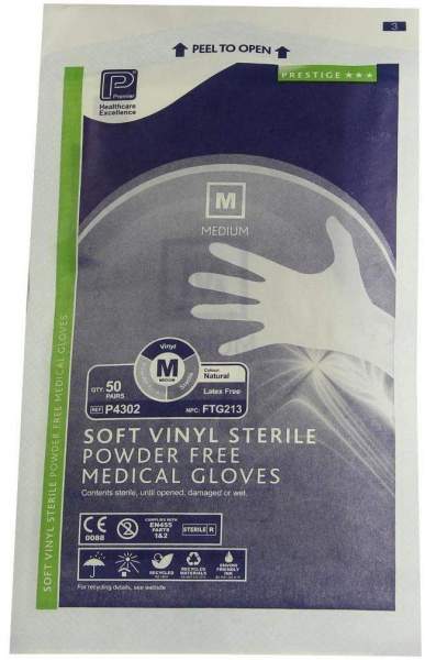 Vinyl 2 Handschuhe Puderfrei Steril Mittel