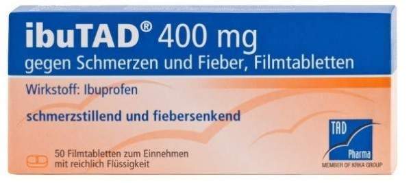 Ibutad 400 mg Gegen Schmerzen und Fieber 50 Filmtabletten