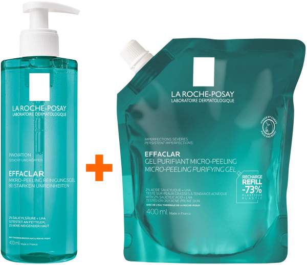 La Roche Posay Effaclar Mikro-Peeling Reinigungsgel 400 ml + Effaclar Mikro-Peeling Reinigungsgel 400 ml Refill