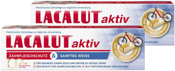 Lacalut Aktiv Zahnfleischschutz &amp; Sanftes Weiss 2 x 75 ml Zahnpasta