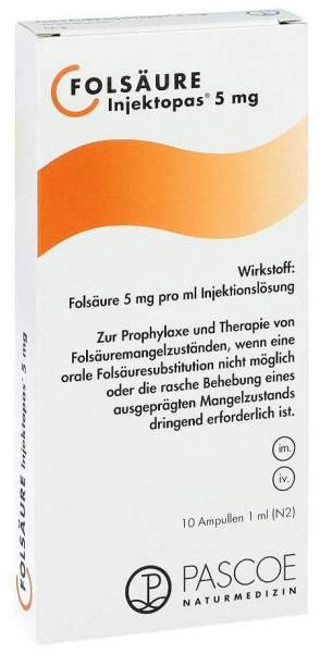 Folsäure Injektopas 5 mg 10 Ampullen Injektionslösung