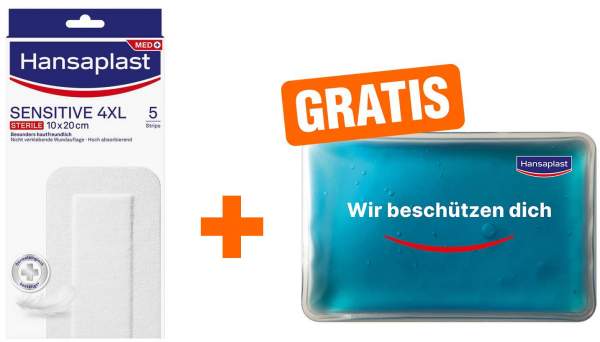 Hansaplast Sensitive 4XL Pflaster 10 x 20 cm 5 Stück + gratis Cool Pack