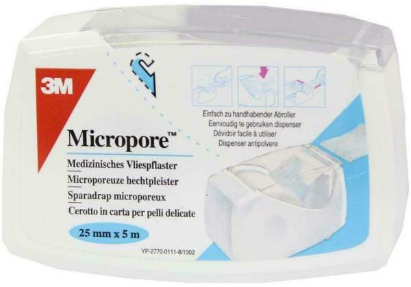 Micropore Vliespflaster 5 M X 2,5 cm Mit Abroller 1 Pflaster