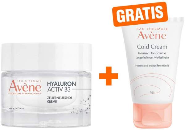 Avene Hyaluron Activ B3 zellerneuernde Creme 50 ml + gratis Cold Cream Intensiv Handcreme 50 ml